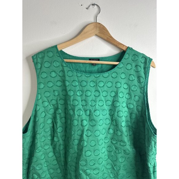 Talbots Tank Top Womens 22W Kelly Green Textured Sleeveless Blouse Cotton - Picture 2 of 10